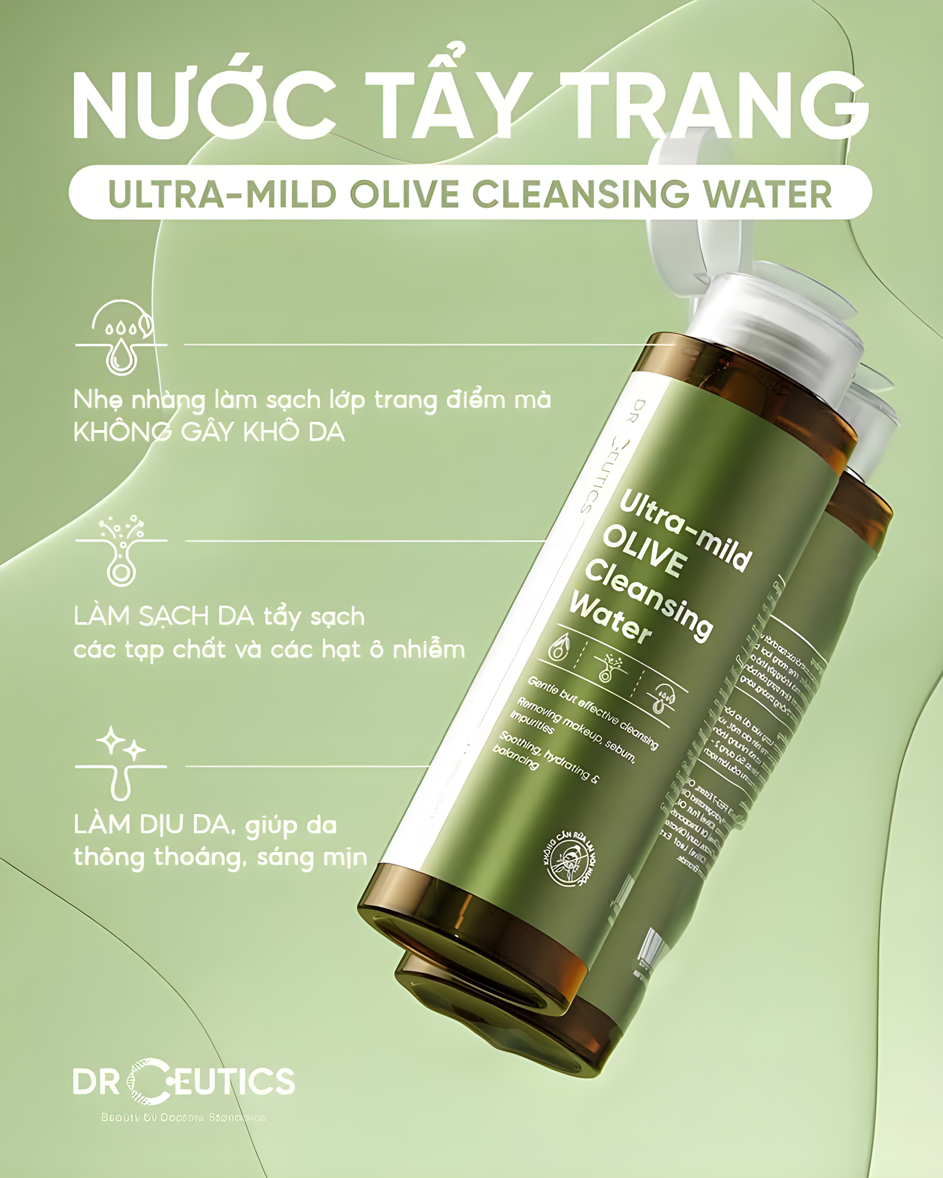 Nước Tẩy Trang DRCEUTICS 500ml Ultra-mild OLIVE Cleansing Water 500ml - Ảnh 2