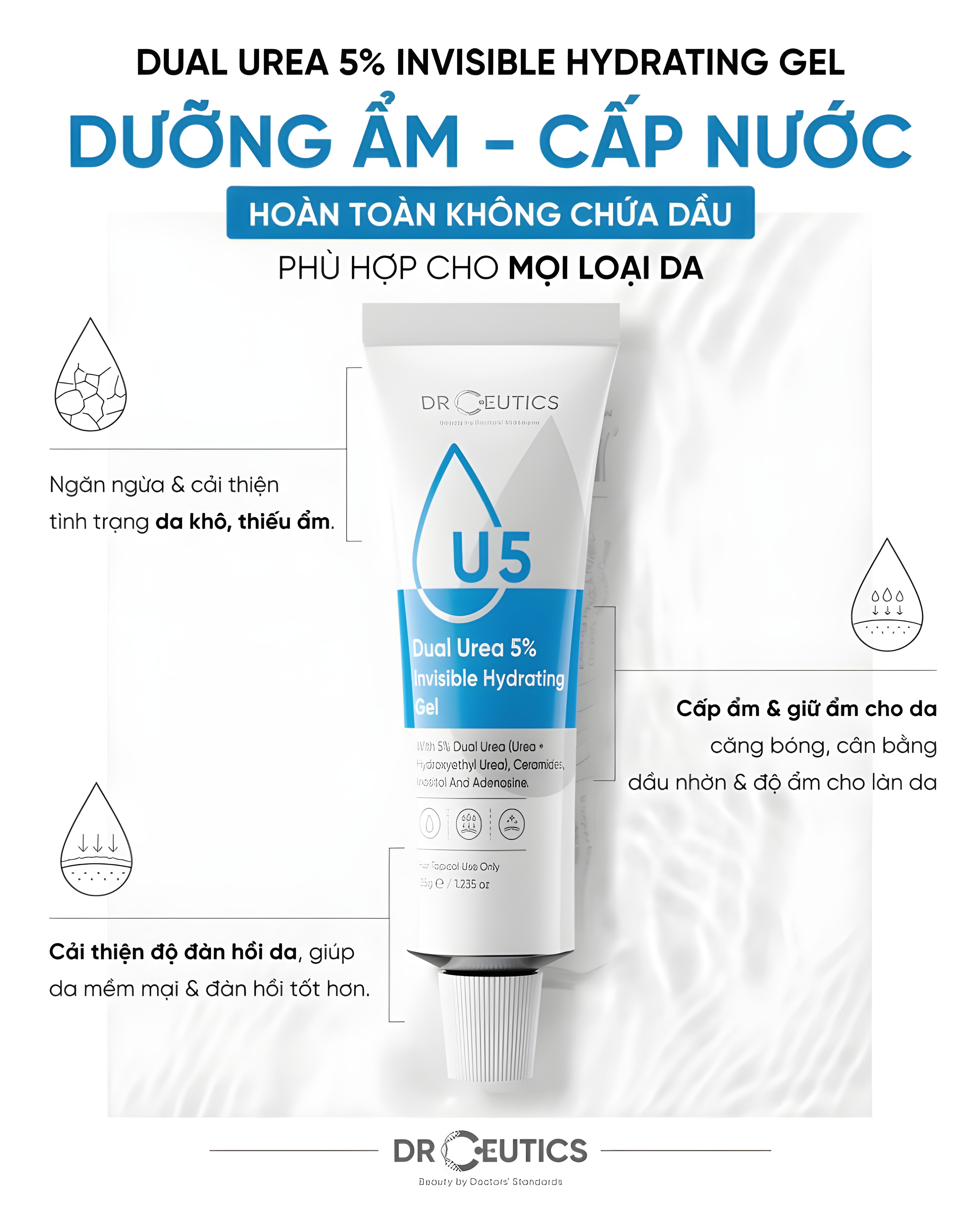 Gel Dưỡng Ẩm Và Phục Hồi Da Drceutics Dual Urea 5%, 10%, 15% (50g) - Ảnh 5