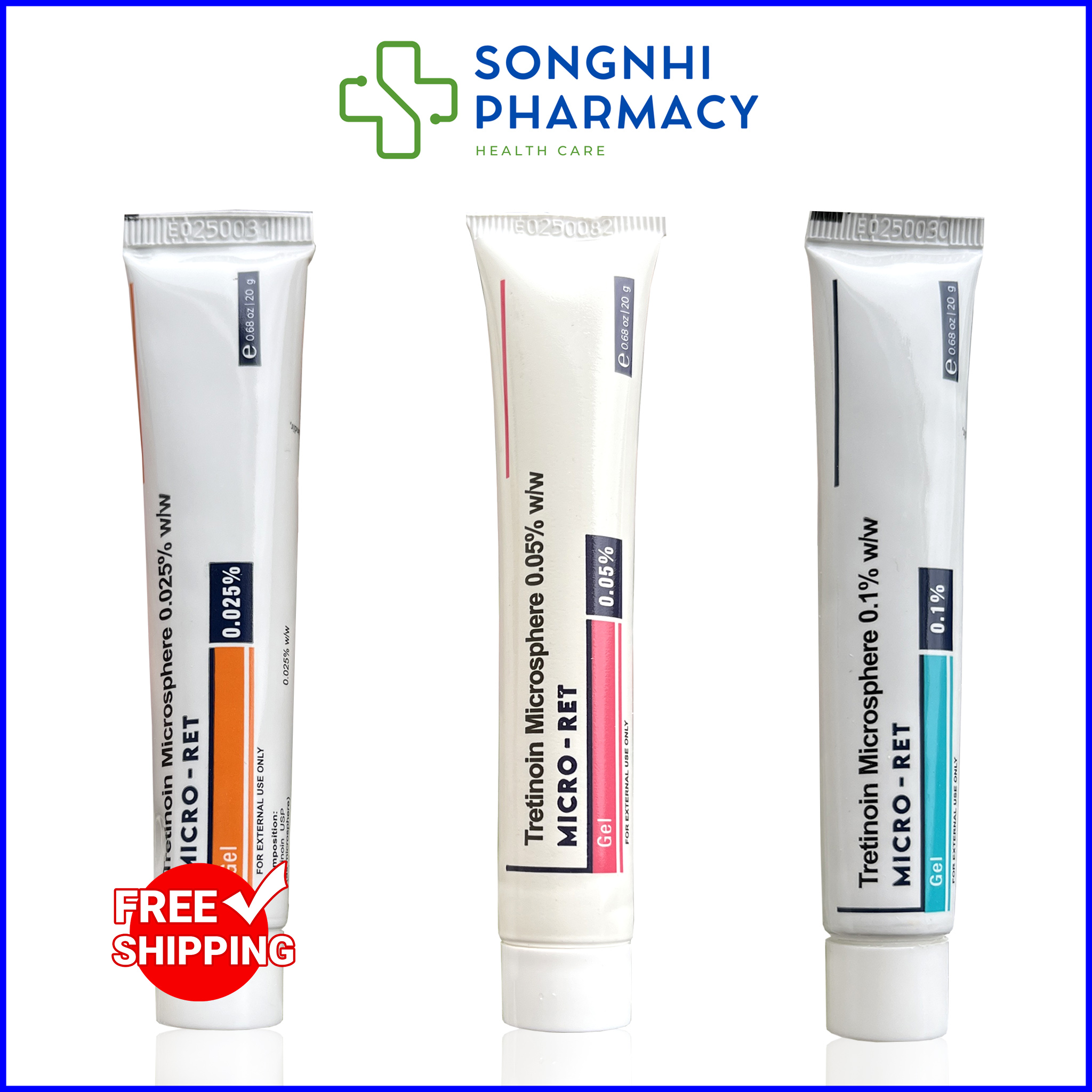 Tretinoin Microsphere MICRO-RET 0.025% 0.05% 0.1% Gel - Gel Trị Mụn, Chống Lão Hóa Hiệu Quả
