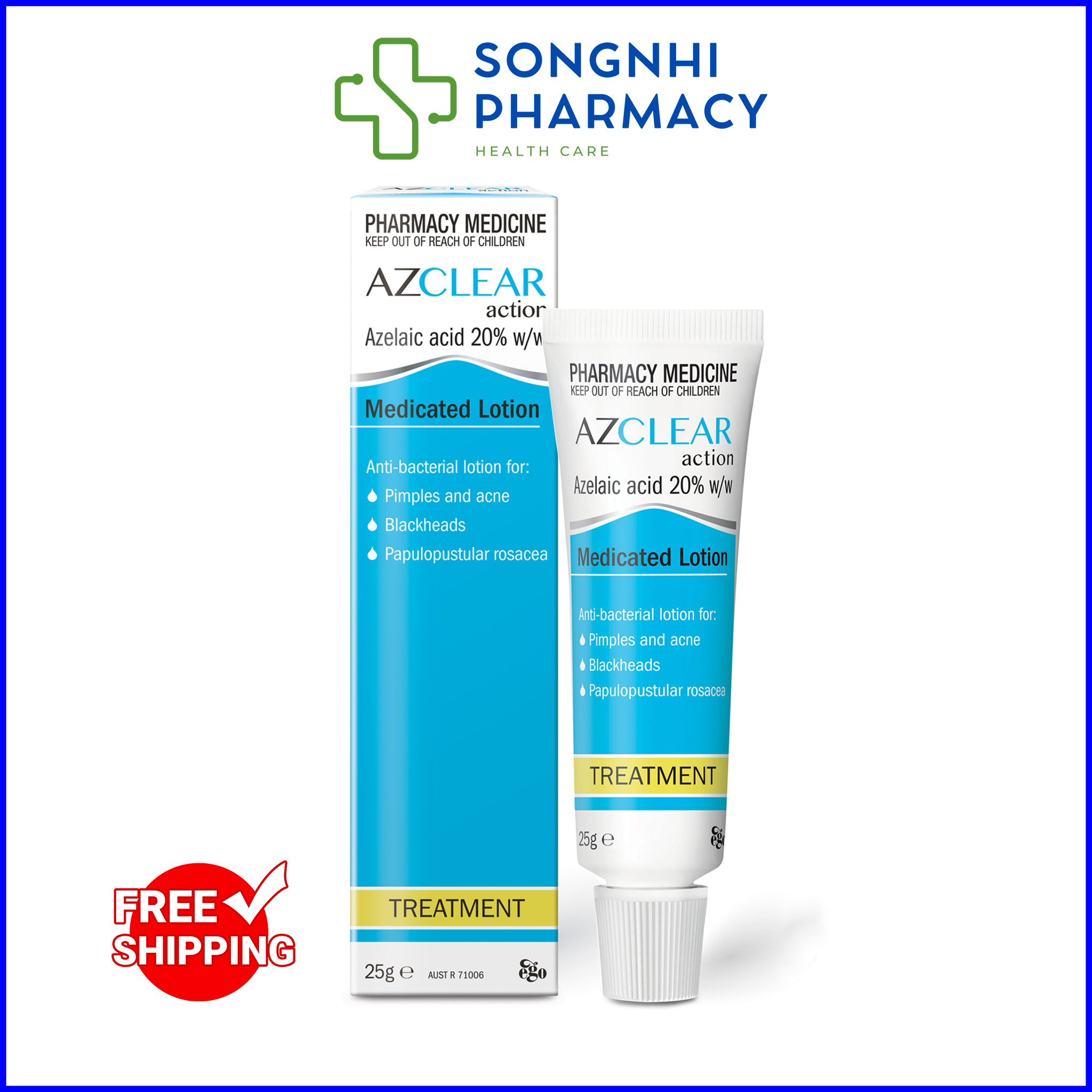 Azclear Action Medicated Lotion 20% – Hỗ trợ điều trị mụn và Rosacea